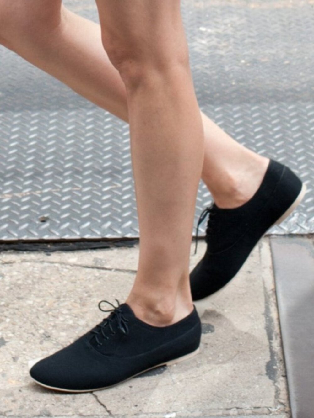 New Black Cotton & Leather Flat Loafers Slip-On Sneakers NYC Designer Handmade